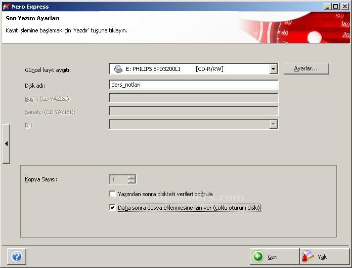 Windows ile Cd Yazmak