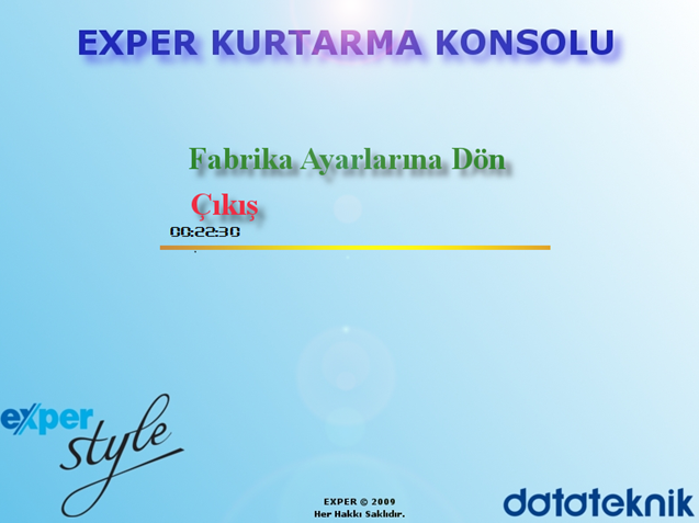 Recovery (Sistemi Fabrika Ayarlarına Almak)